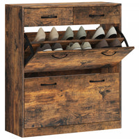 HOMCOM Entryway Cabinet with 2 Flip Drawers for 12 Pairs of Shoes Brown