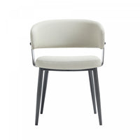 Luce Modern Metal Textured Vegan Leather Dining Chair in Oatmeal 