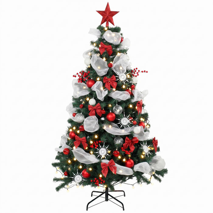 HOMCOM 6ft Prelit Chri stmas Tree Spruce with 8 Modes, 800 Tips, 200 LEDs