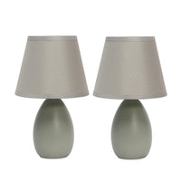 Simple Designs Mini Egg Oval Ceramic 2-Piece Table Lamp Set - Grey