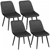 HOMCOM Dining Chairs Set of 4, Modern Faux Leather Kitchen Chairs, Black