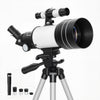 Outsunny Telescope for Adults Beginners, 70 mm Aperture Portable 300 mm Refractor Telescope with 100X Magnification, Adjustable Tripod, Celestial Stargazing, White