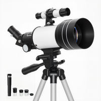 Outsunny Telescope for Adults Beginners, 70 mm Aperture Portable 300 mm Refractor Telescope with 100X Magnification, Adjustable Tripod, Celestial Stargazing, White