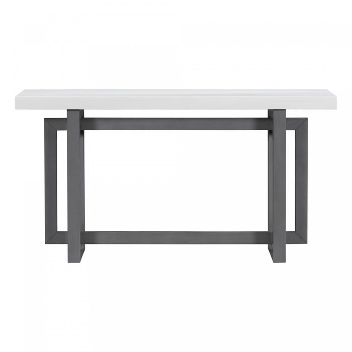 Ethan 59.1'' Triple Rectangle Design Painted Entryway Table with Pine Wood Legs,White Sofa Table