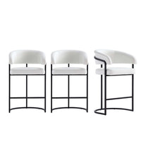 Augusta Modern Metal Upholstered Counter Stool in White - Set of 3 