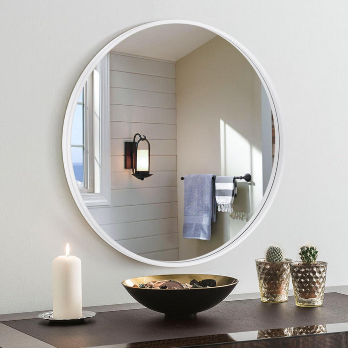 Arcus 24\" X 24\" Hand Crafted Round Mirror - White