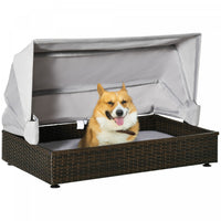 Pawhut Wicker Dog House, Elevated Pet Sofa, Rattan Cat Bed, Indoor Outdoor Use, For Garden Patio Wit