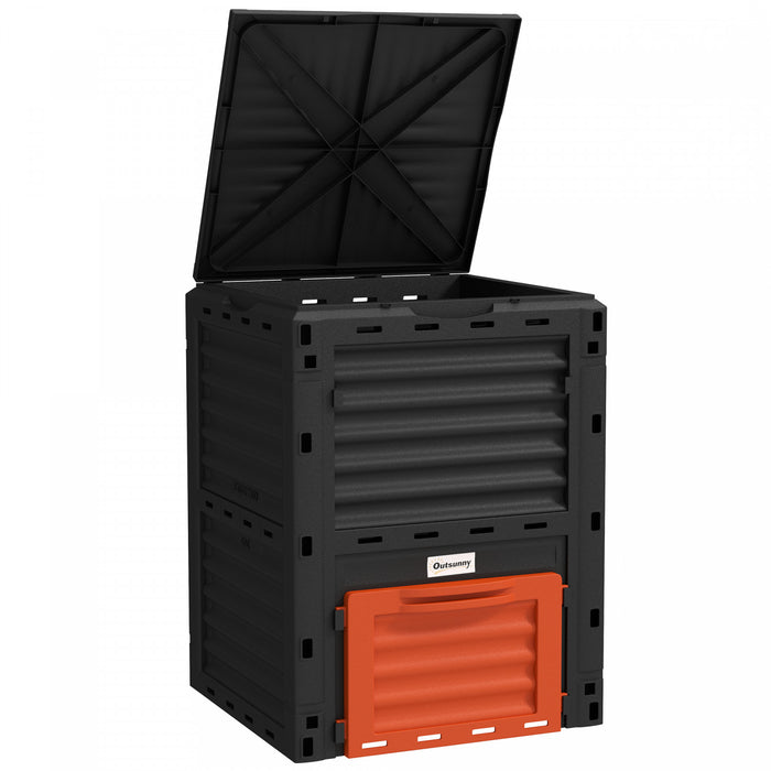 Outsunny Garden Compost Bin, 80 Gallon Outdoor Compost Container, Orange