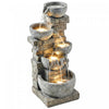 Outsunny 5 Tiers Outdoor Water Fountain with LED Lights for Garden, Grey