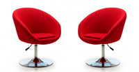 Hopper Modern Upholstered Swivel Lounge Chair in Red - Set of 2 Accent Chair
