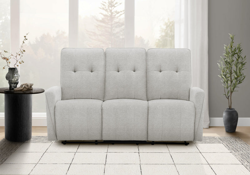 MONARCH SPECIALTIES 3-SEATER POWER RECLINING SOFA, 70\" WIDE, USB PORT INCLUDED, LIGHT GREY FABRIC RECLINER