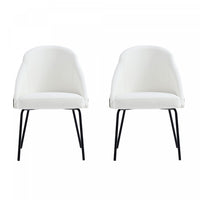 Gracie Modern Vegan Leather Metal Dining Chair in White and Black - Set of 2