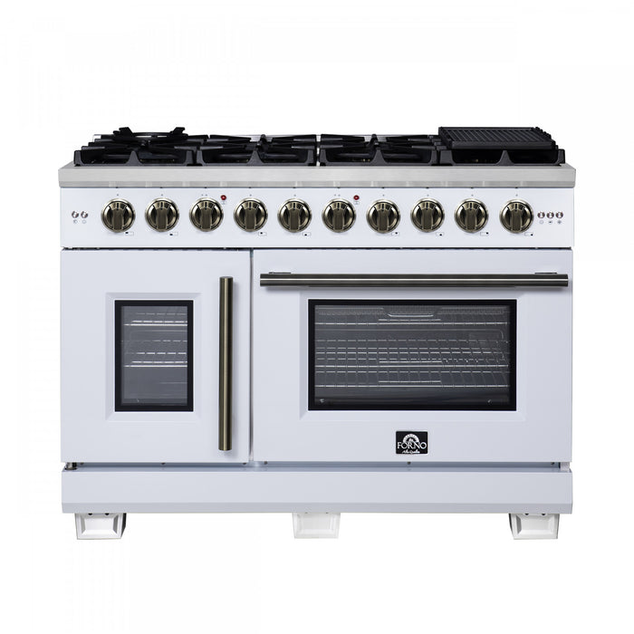 Forno Capriasca 48\" White Gas Range 6.58 cu.ft -FFSGS6460-48WHT
