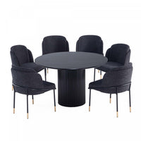 Flor and Hathaway Modern Industry Chic 7-Piece Dining Set in Black 