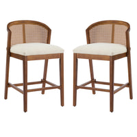Tatti Rubber Wood Counter Stools with Cane Back Set of 2,Walnut