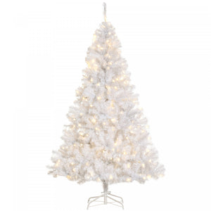 Homcom 6ft Prelit Artificial Christmas Tree With 250 Warm White Led Lights And 1000 Tips