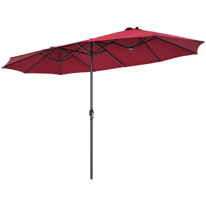 Costway 15FT Patio Double-Sided Umbrella Crank Outdoor Garden Market Sun Shade Wine