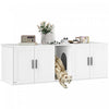 Pawhut Cat Litter Box Enclosure For 2 Cats, 145 Cm Hidden Litter Box Furniture With Double Room, Scratching Board, Indoor Cat House Washroom End Table, White