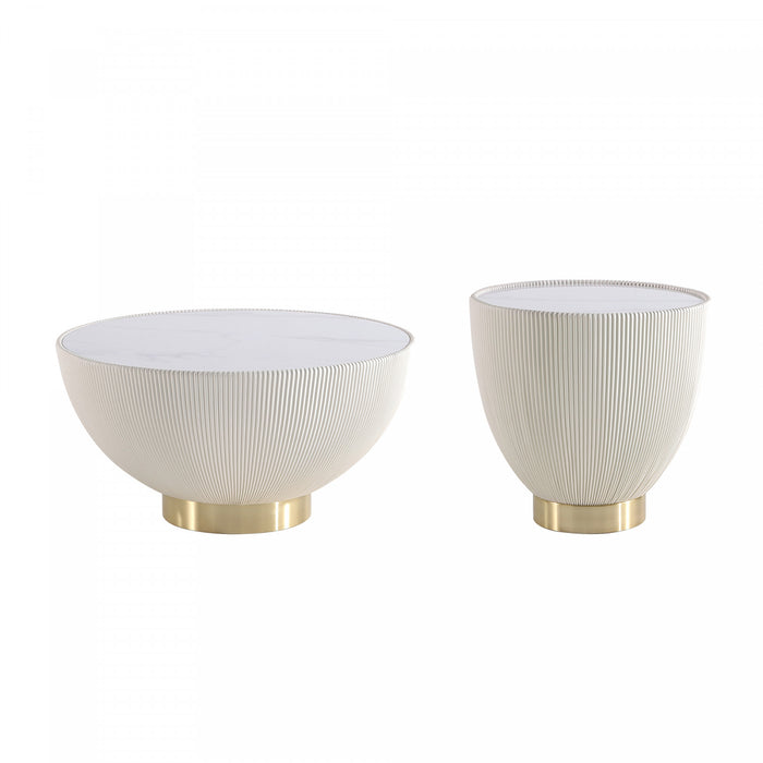 Anderson Modern 2-Piece Coffee Table & End Table Set in Cream