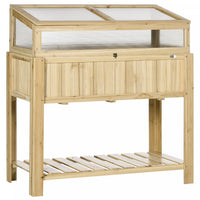 Outsunny Raised Garden Bed With Cold Frame Greenhouse And Storage Shelf, Outdoor Wooden & Pc Elevate
