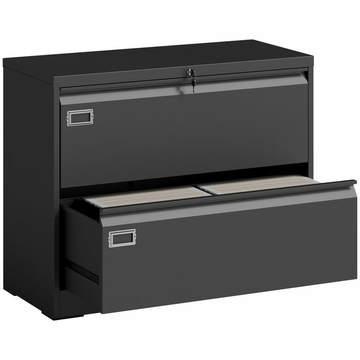 HOMCOM Lateral File Cabinet Steel Filing Cabinet for A4 Letter Legal Black