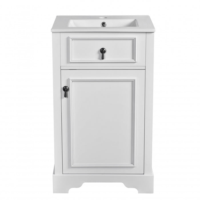 Mason 20 Inch Compact Modern Bathroom Vanity with Ceramic Sink, White