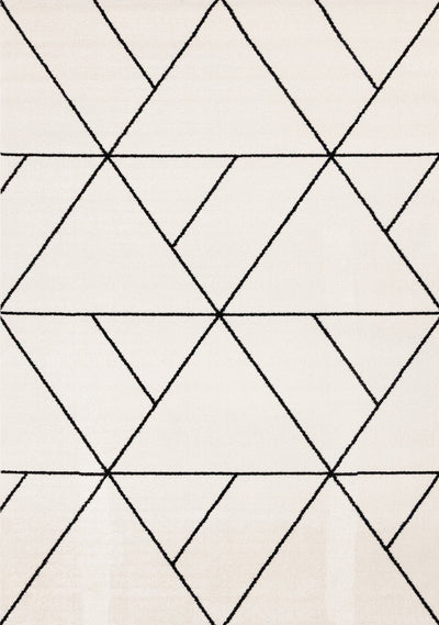 Covington White Black Modern Geometric Trellis Design Rug, 5'3" x 7'7" Indoor Area Rug | Tapis Covington a motif de treillis geometrique moderne blanc et noir, 5'3" x 7'7"
