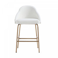 Gracie Modern Metal Upholstered Counter Stool in White and Gold Armoire