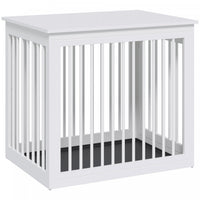 Pawhut Wooden Dog Crate Furniture, Puppy Kennel End Table, Decorative Pet House With Front Door, Saf