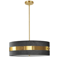Dainolite Willshire 4 Light Pendant Aged Brass Finish Black Shade Lamp