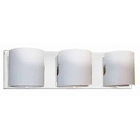 Dainolite Sanctuary 3 Light Vanity Light Polished Chrome White Frosted Glass Lamp