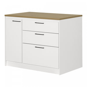 Myro Kitchen Island With Door And Drawers - White And Maple Nutmeg 