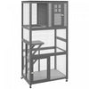 Pawhut 74\" Wooden Outdoor Cat House Weatherproof & Wheeled, Catio Outdoor Cat Enclosure With High Weight Capacity, Kitten Cage Condo, Light Grey
