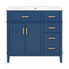 Marshall 36 Inch Modern Bathroom Vanity with Ceramic Sink & Storage, Blue