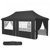 Outsunny 10 X 20ft Pop Up Canopy Tent With 6 Removable Sidewalls, Height Adjustable Large Instant Shelter With 4 Windows, Carry Bag, 6 Sand Bags For Outdoor, Garden, Patio, Grey