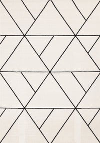 Covington White Black Modern Geometric Trellis Design Rug, 6'7