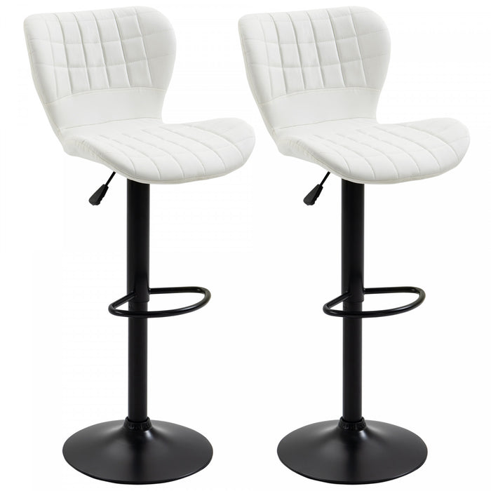 HOMCOM Bar Stools Set of 2 Adjustable Height Swivel Bar Chairs PU Leather