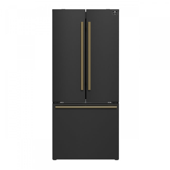 Forno Espresso Gallipoli 30-inch French Door Black Refrigerator, 17.5 cu.ft. - FFFFD1974-31BLK