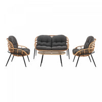 Pine Modern 4-Piece Conversation Set in Gray Patio Seating Package 