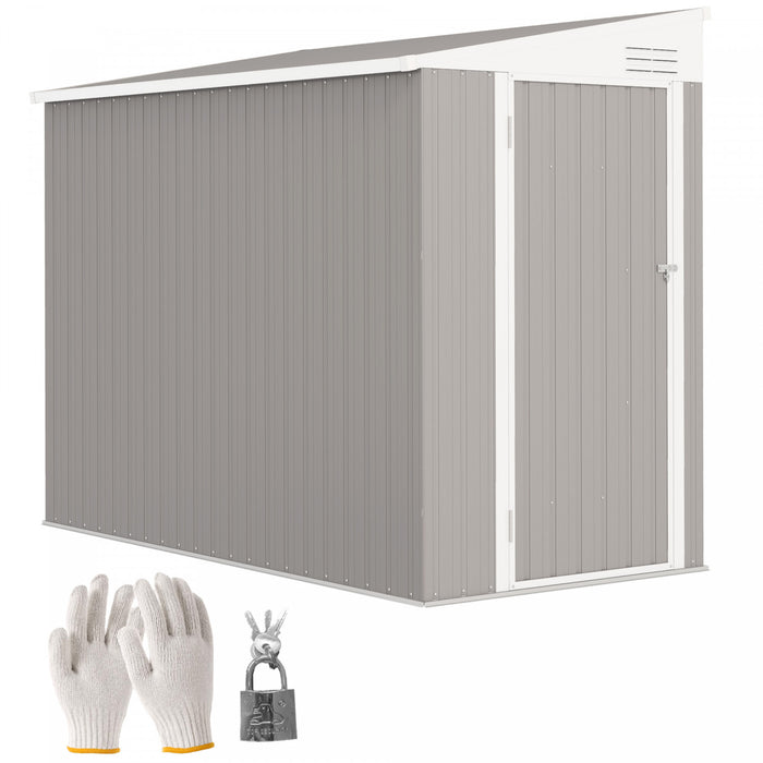 Outsunny 4' X 8' Lean To Outdoor Shed With Lock, Light Grey