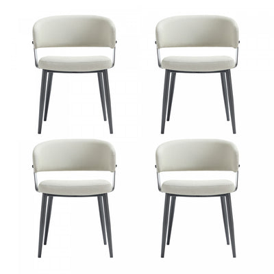 Luce Modern Textured Vegan Leather Metal Dining Chair in Oatmeal - Set of 4 | Chaise de salle a manger moderne Luce en cuir vegetalien texture et metal, couleur avoine - Lot de 4