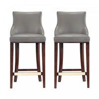 Shubert Modern Wood Upholstered Barstool in Dark Taupe - Set of 2