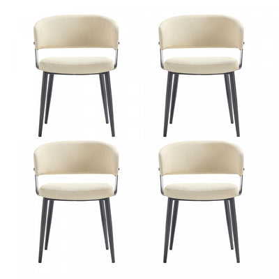 Luce Modern Textured Vegan Leather Metal Dining Chair in Sand - Set of 4 | Chaise de salle a manger moderne Luce en cuir vegetalien texture et metal, sable - Lot de 4