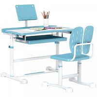 Qaba Kids Desk And Chair Set, Height Adjustable Kids Study Table And Chair Set With Tilt Desktop, La
