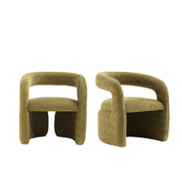 Corvette Mid-Century Modern Velvet Lounge Chair in Olive Green - Set of 2