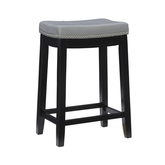 Claridge Faux Leather Backless Counter-Height Stool - Grey