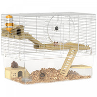 Pawhut Hamster Cage, Transparent Small Animal House With Deep Bottom, Wooden Ramp, Hut, Bathroom And Exercise Wheel For Hamster And Gerbil, 23.2