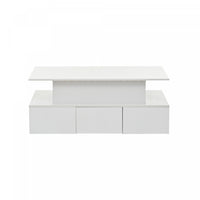 Daniel Lift-Top Coffee Table with LED Lighting and 4 Drawers,White 