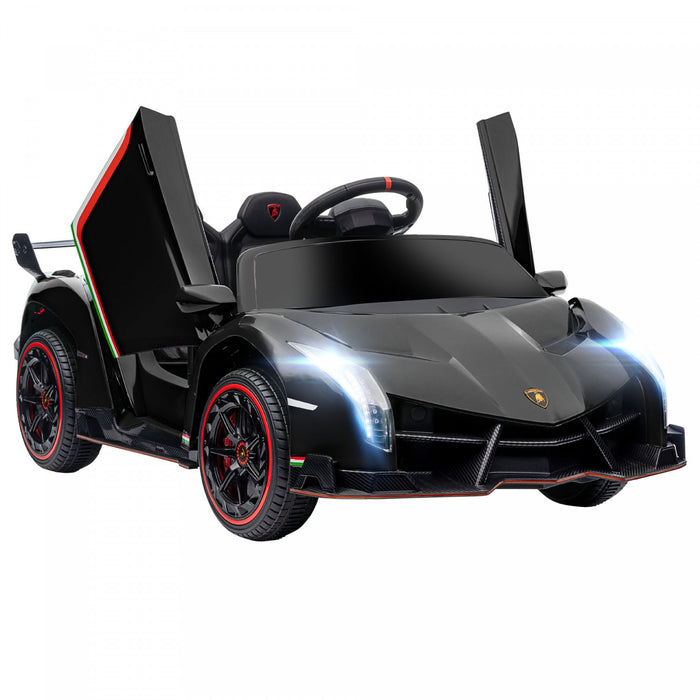 Aosom 12v Electric Powered Ride-On Car With Butterfly Doors, 4.3mph Kids Ride-on Toy For Boys And Girls With Remote Control, Bluetooth, Horn Honking, Music, Lights, Black