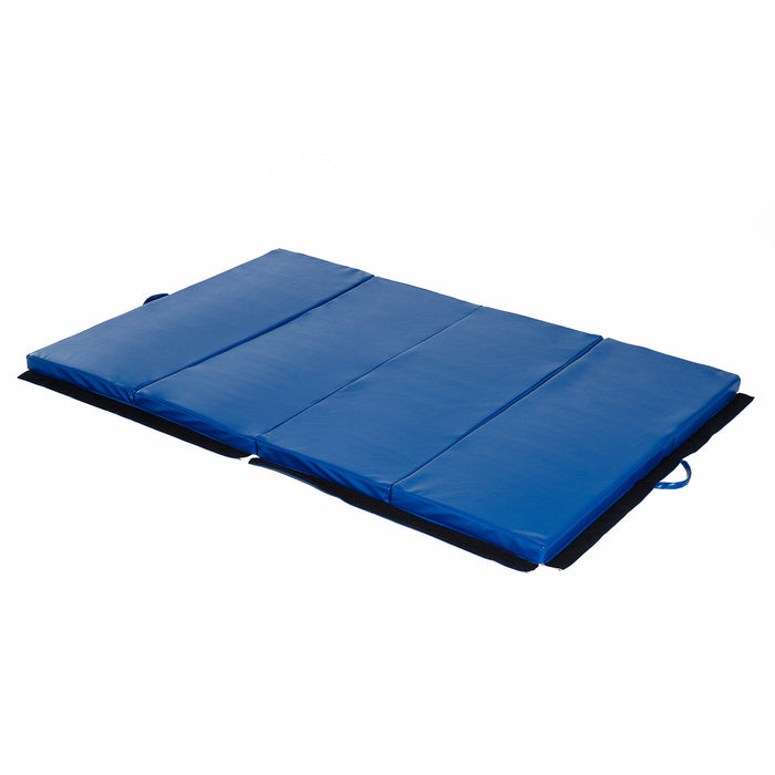 Soozier 4'x6'x2'' Folding Gymnastics Tumbling Mat, Exercise Mat With Carrying Handles For Yoga, Mma, Martial Arts, Stretching, Core Workouts, Blue